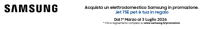 Acquista un Elettrodomestico Samsung in promozione. Jet™ 75E Pet è tua in regalo